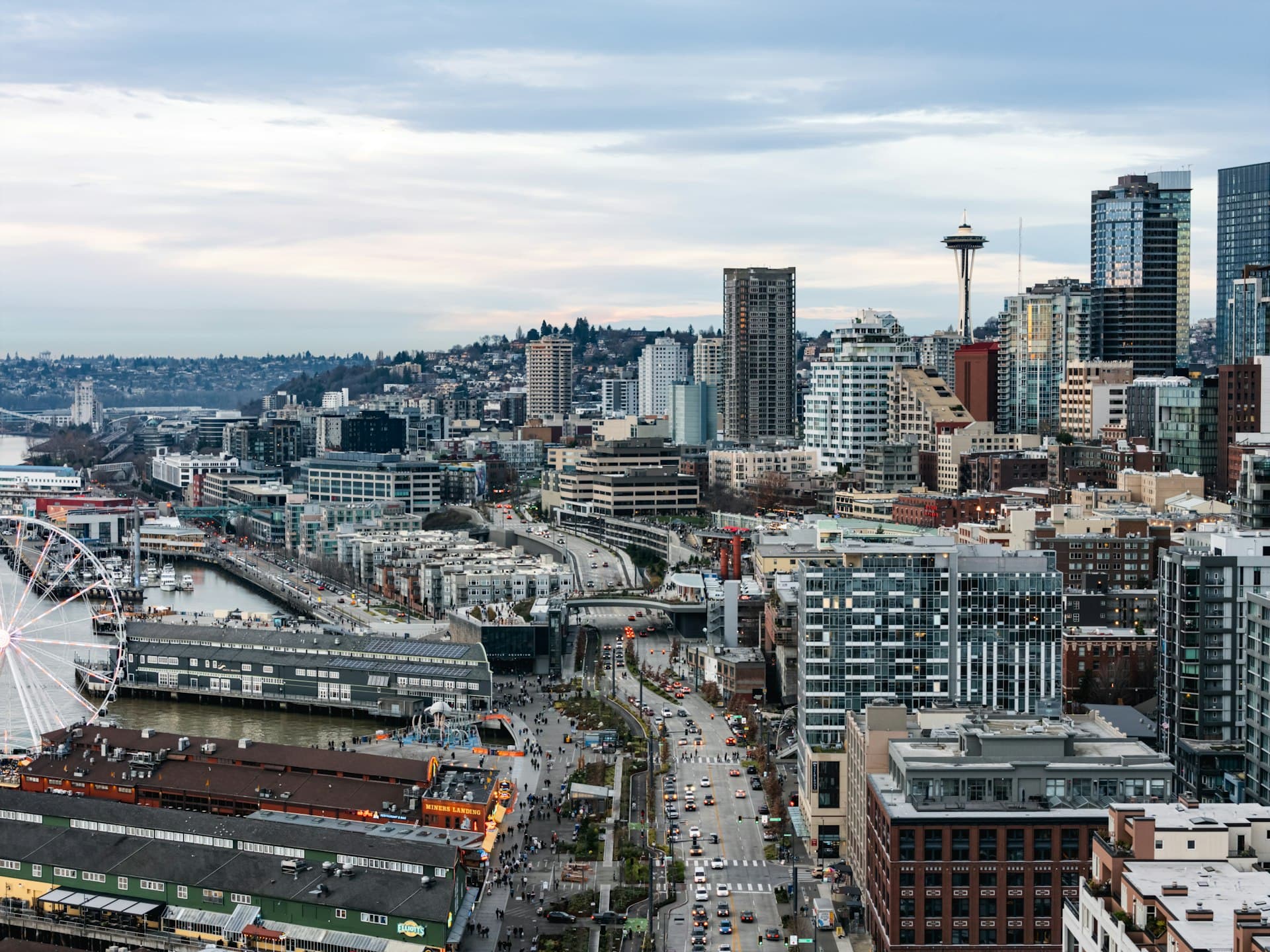 Seattle skyline, Space Needle, and waterfront