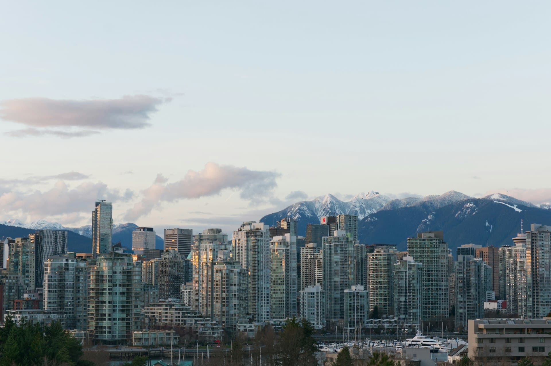 Vancouver downtown skyline with North Shore mountains